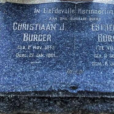 BURGER Christiaan Jacobus 1842-1901 &amp; Esther Elizabeth Johanna DE VILLIERS 1853-1942