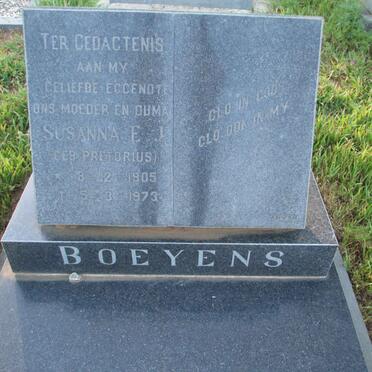 BOEYENS Susanna E.J. nee PRETORIUS 1905-1973