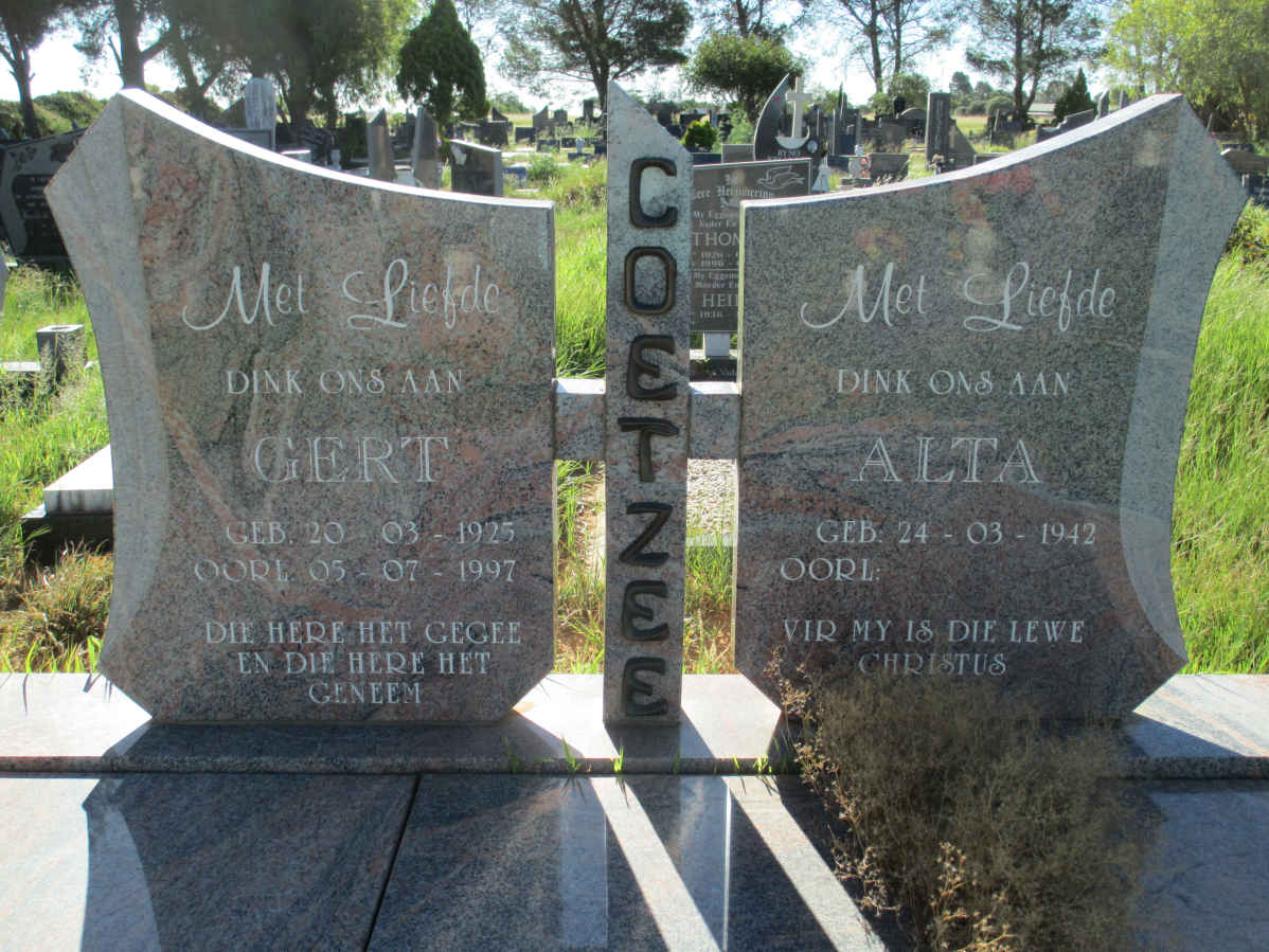 COETZEE Gert 1925-1997 &amp; Alta 1942-