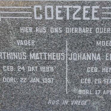 COETZEE Marthinus Mattheus 1888-1957 &amp; Johanna Elizabeth HENNING 1888-1956