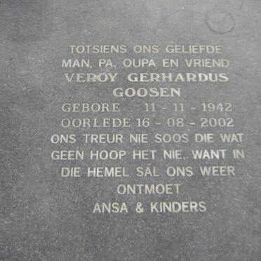GOOSEN Veroy Gerhardus 1942-2002