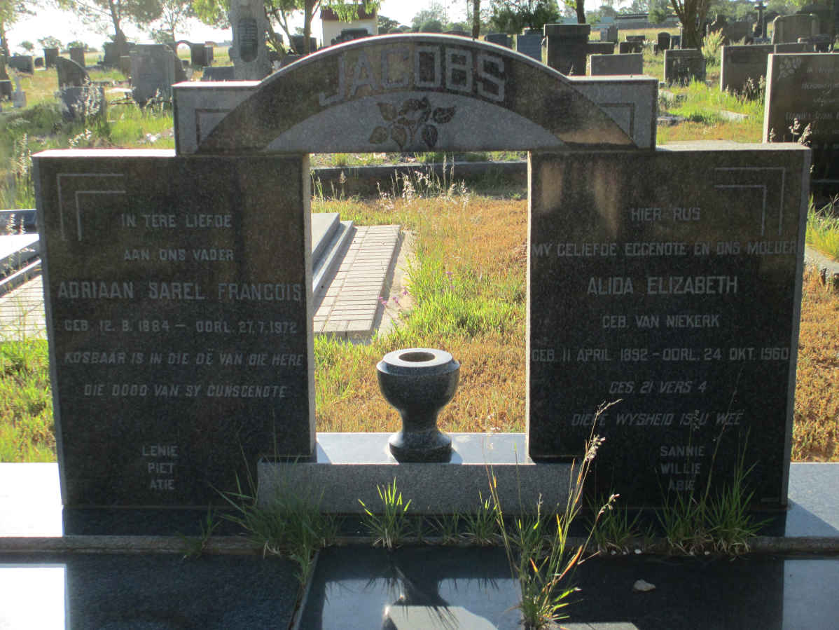 JACOBS Adriaan Sarel Francois 1884-1972 &amp; Alida Elizabeth VAN NIEKERK 1892-1960