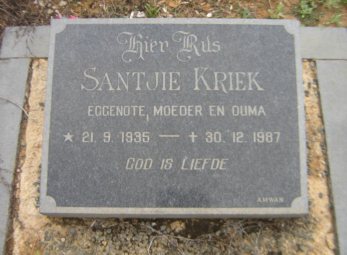 KRIEK Santjie 1935-1987