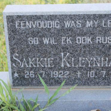 KLEYNHANS Sakkie 1922-1990