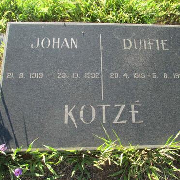 KOTZÉ Johan 1919-1992 &amp; Duifie 1919-1987