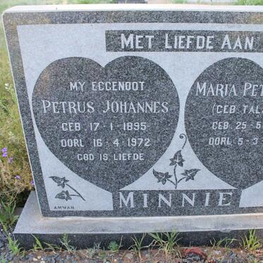 MINNIE Petrus Johannes 1895-1972 &amp; Maria Petronella TALJAARD 1904-1995
