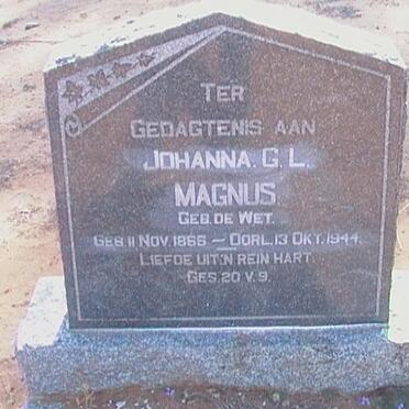 MAGNUS Johanna G.L. nee DE WET 1866-1944