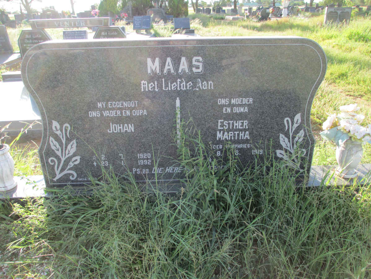 MAAS Johan 1920-1992 &amp; Esther Martha HUMPHRIES 1919-