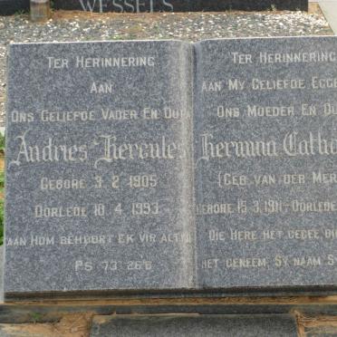 MINNAAR Andries Hercules 1905-1993 &amp; Hermina Catharina VAN DER MERWE 1911-1987