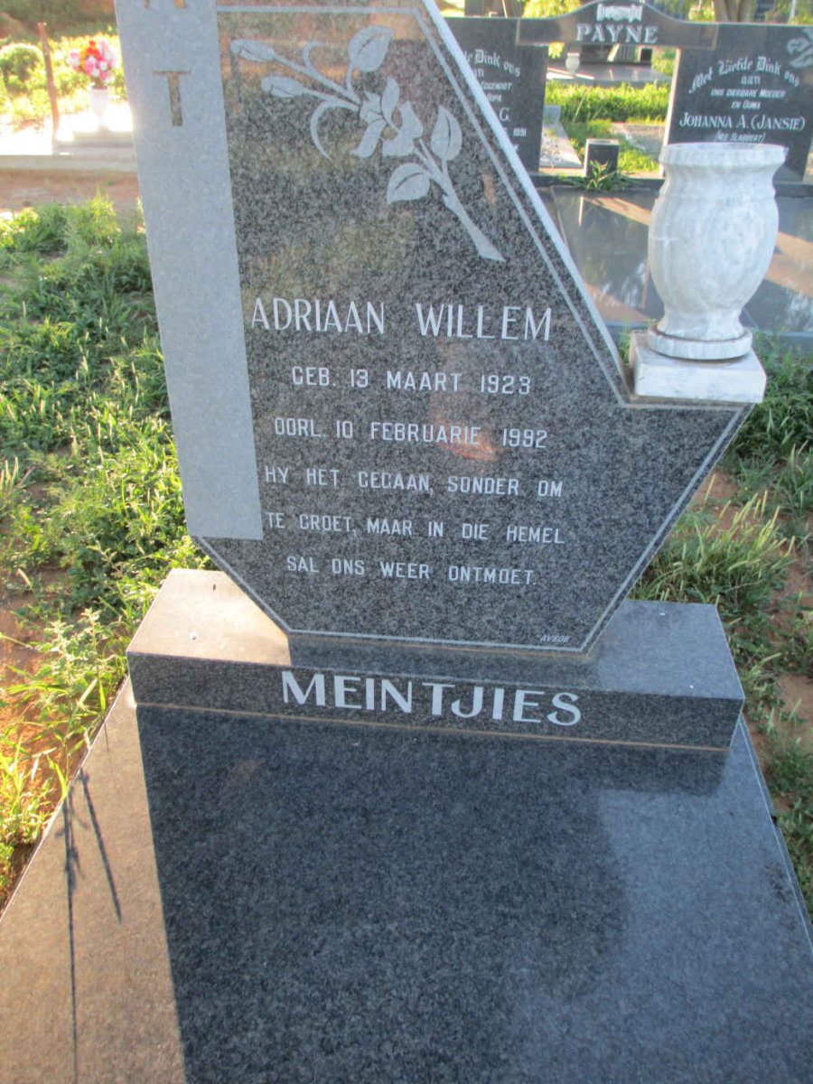 MEINTJIES Adriaan Willem 1923-1992