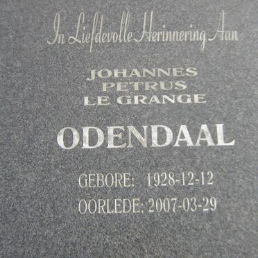 ODENDAAL Johannes Petrus le Grange 1928-2007