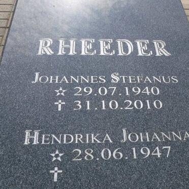 RHEEDER Johannes Stefanus 1940-2010 &amp; Hendrika Johanna 1947-