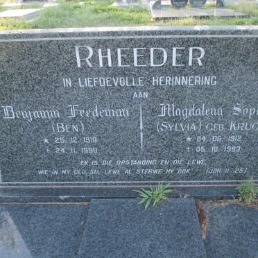 RHEEDER Benjamin Fredeman 1910-1990 &amp; Magdalena Sophia KRUGER 1912-1993