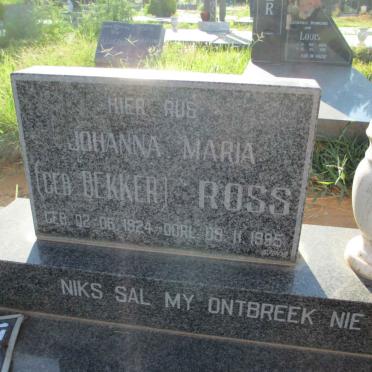 ROSS Johanna Maria nee BEKKER 1924-1995