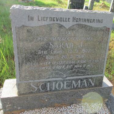 SCHOEMAN Sarah J. nee LOWE 1907-1968