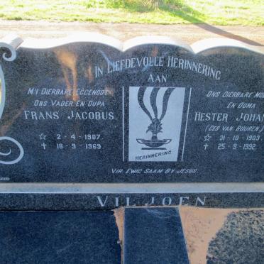 VILJOEN Frans Jacobus 1907-1969 &amp; Hester Johanna VAN BUUREN 1903-1992