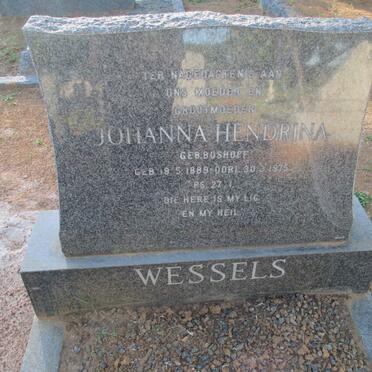 WESSELS Johanna Hendrina nee BOSHOFF 1889-1975
