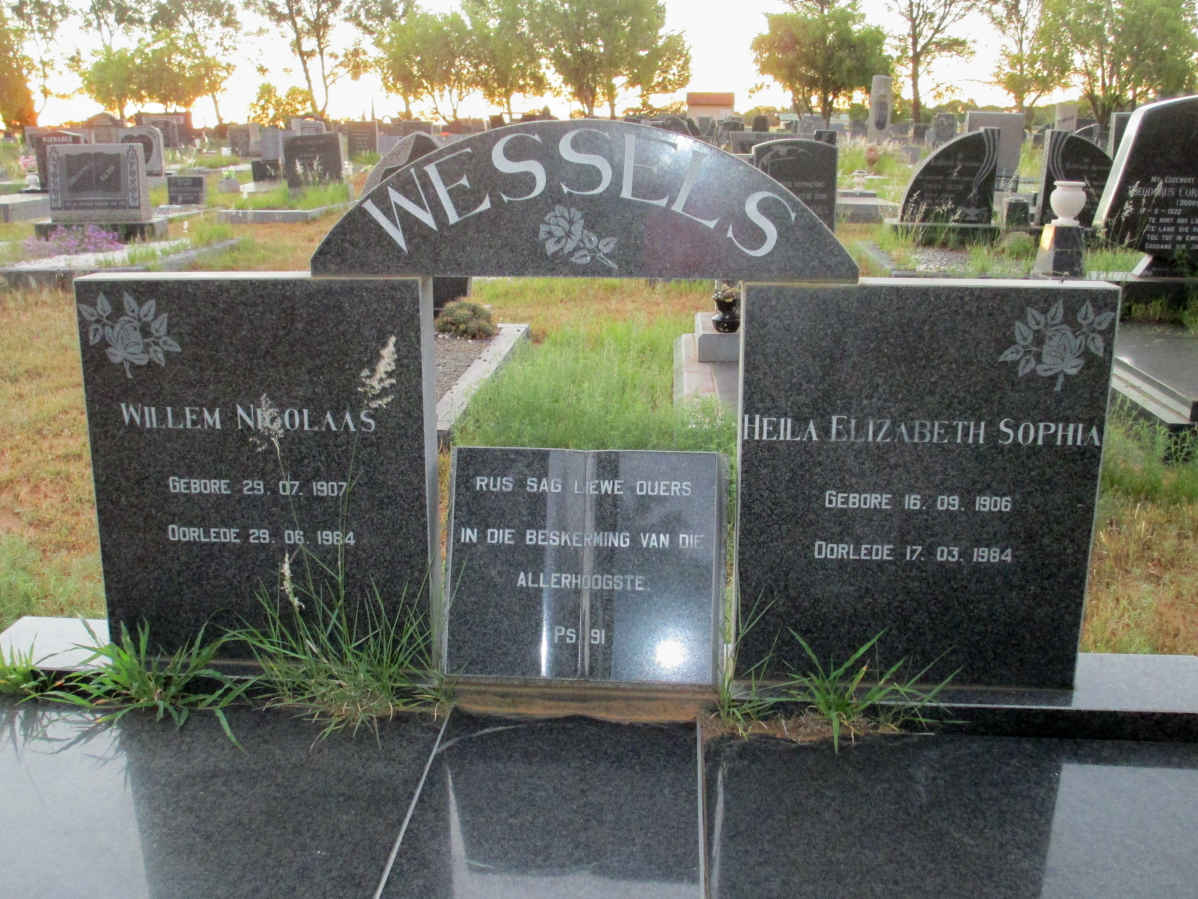 WESSELS Willem Nicolaas 1907-1984 &amp; Heila Elizabeth Sophia 1906-1984