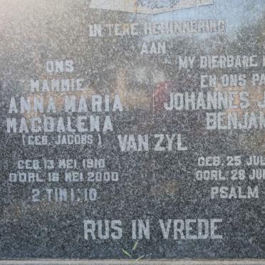 ZYL Johannes Jurgens Benjamin, van 1910-1948 &amp; Anna Maria Magdalena JACOBS 1910-1990