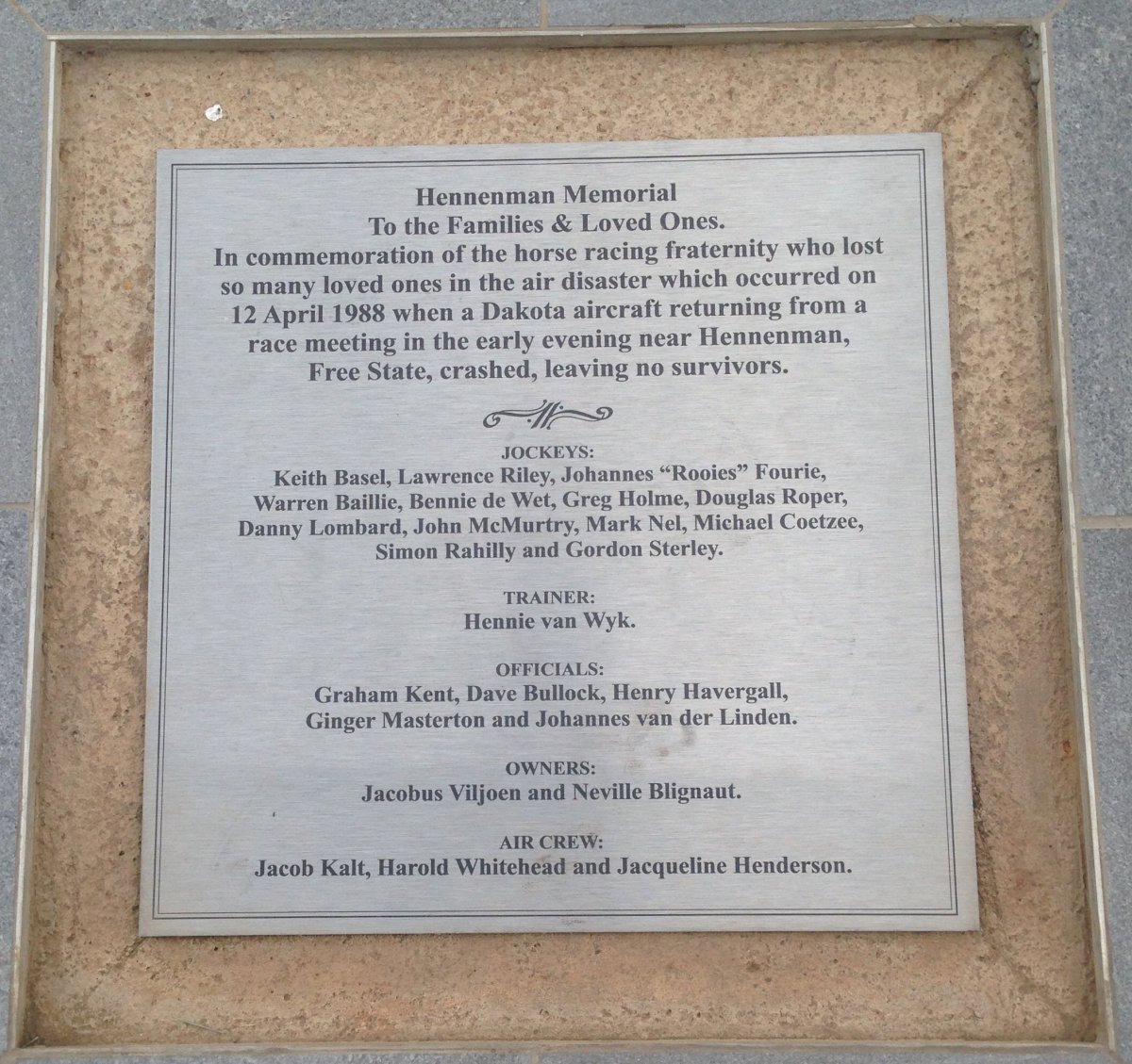 Hennenman Memorial 1988