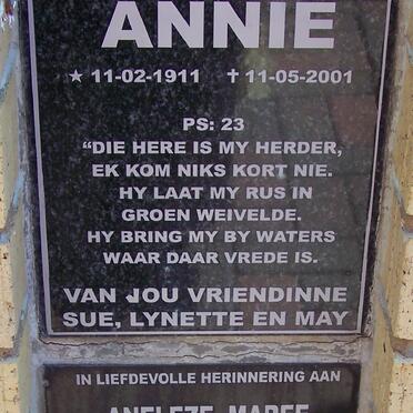 ASWEGEN Anna Sophia, van 1911-2001 ::  MAREE Aneleze 1973-2000