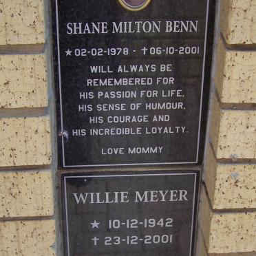 BENN Shane Milton 1978-2001 :: MEYER Willie 1942-2001