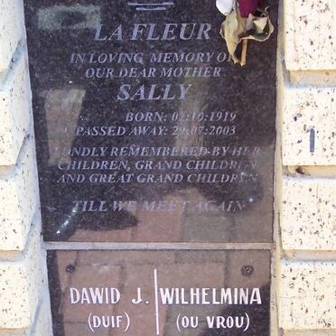 FLEUR Sally, la 1919-2003 :: GROENEWALD Dawid J. 1949-2005 &amp; Wilhelmina 1948-