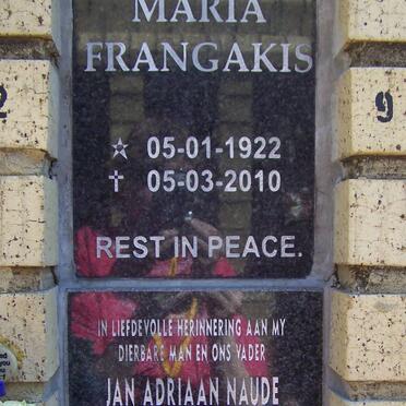 FRANGAKIS Maria 1922-2010 :: NAUDE Jan Adriaan 1938-2010