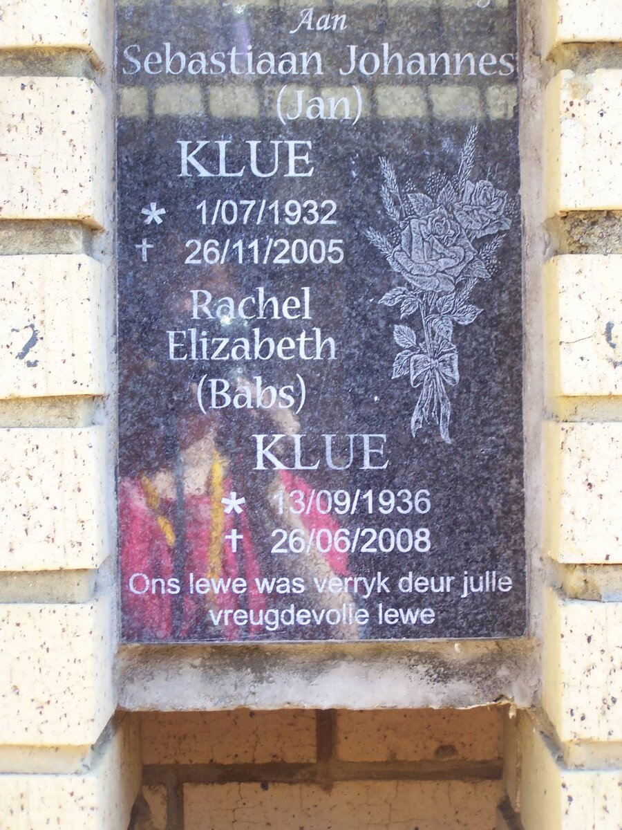 KLUE Sebastian Johannes 1932-2005 &amp; Rachel Elizabeth 1936-2008