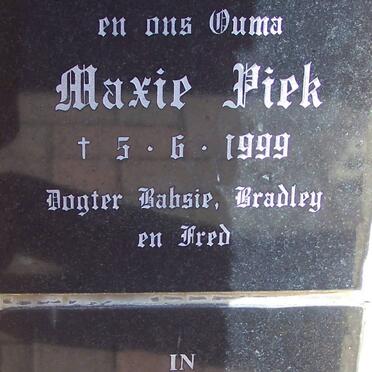 PIEK Maxie -1999 :: MCNAUGHTON Fransie 1939-1999