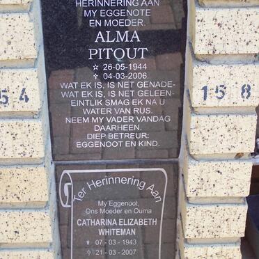 PITOUT Alma 1944-2006 :: WHITEMAN Catharina Elizabeth 1943-2007