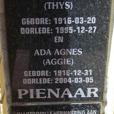 PIENAAR Matthys Mechielse 1916-1995 &amp; Ada Agnes 1916-2004  :: DE BEER Jacobus Martinus 1949-2004