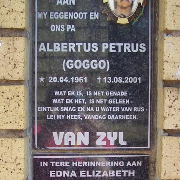 ZYL Albertus Petrus, van 1961-2001 &amp; Edna Elizabeth HARRISON 1939-2001