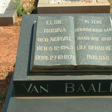 BAALEN Elsie Rosina, van nee NORVAL 1943-1975
