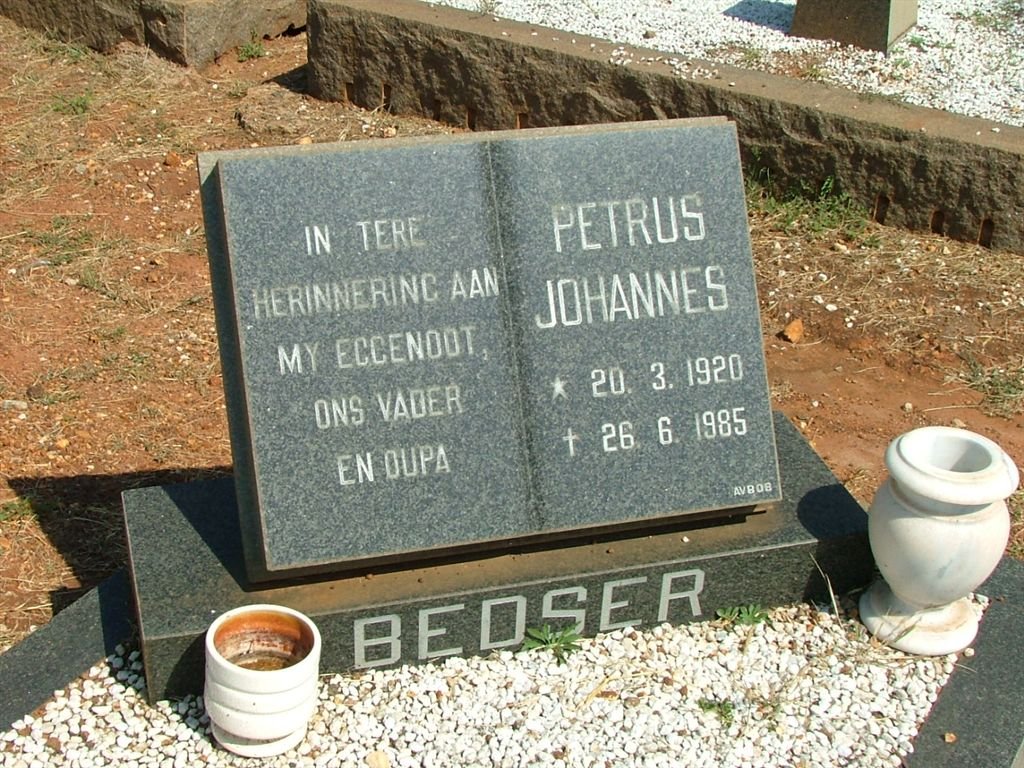 BEDSER Petrus Johannes 1920-1985