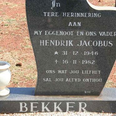 BEKKER Hendrik Jacobus 1946-1982