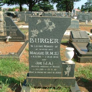 BURGER J.A. 1911-1980 &amp; R.M.S. 1911-1975