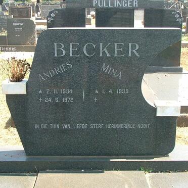 BECKER Andries 1934-1972 &amp; Mina 1939-