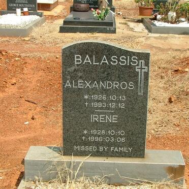 BALASSIS Alexandros 1926-1993 &amp; Irene 1928-1996