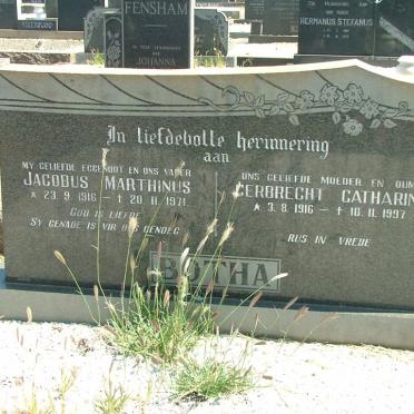 BOTHA Jacobus Marthinus 1916-1971 &amp; Gerbrecht Catharina 1916-1997