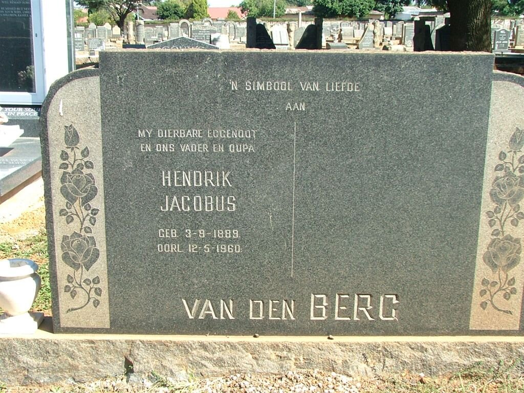 BERG Hendrik Jacobus, van den 1889-1960