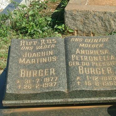 BURGER Joachin Martinus 1877-1937 &amp; Andriesa Petronella DU PLESSIS 1883-1965