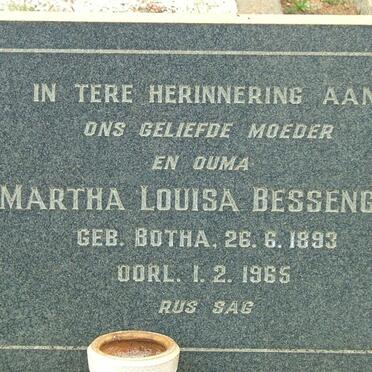 BESSENGER Martha Louisa nee BOTHA 1893-1965