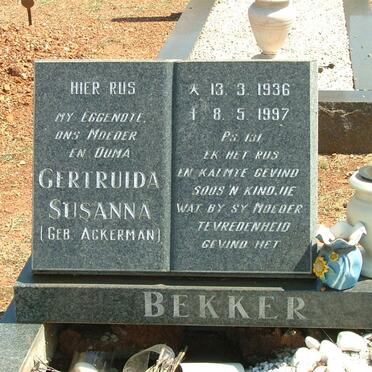 BEKKER Gertruida Susanna nee ACKERMAN 1936-1997