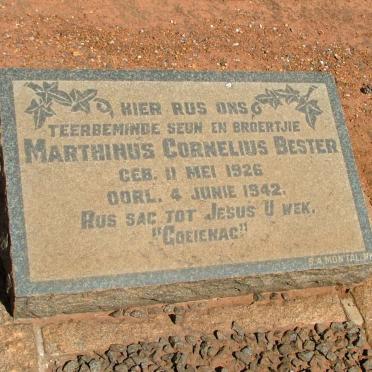 BESTER Marthinus Cornelius 1926-1942