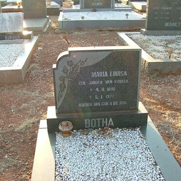 BOTHA Maria Louisa nee JANSEN VAN VUUREN 1890-1977