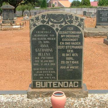 BUITENDAG Gert Stephanus 1871-1946 &amp; Anna Catharina Helena PRETORIUS 1883-1960