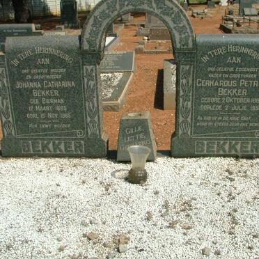 BEKKER Gerhardus Petrus 1881-1951 &amp; Johanna Catharina BIERMAN 1885-1965