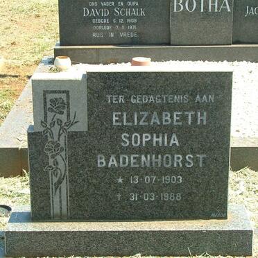 BADENHORST Elizabeth Sophia 1903-1988