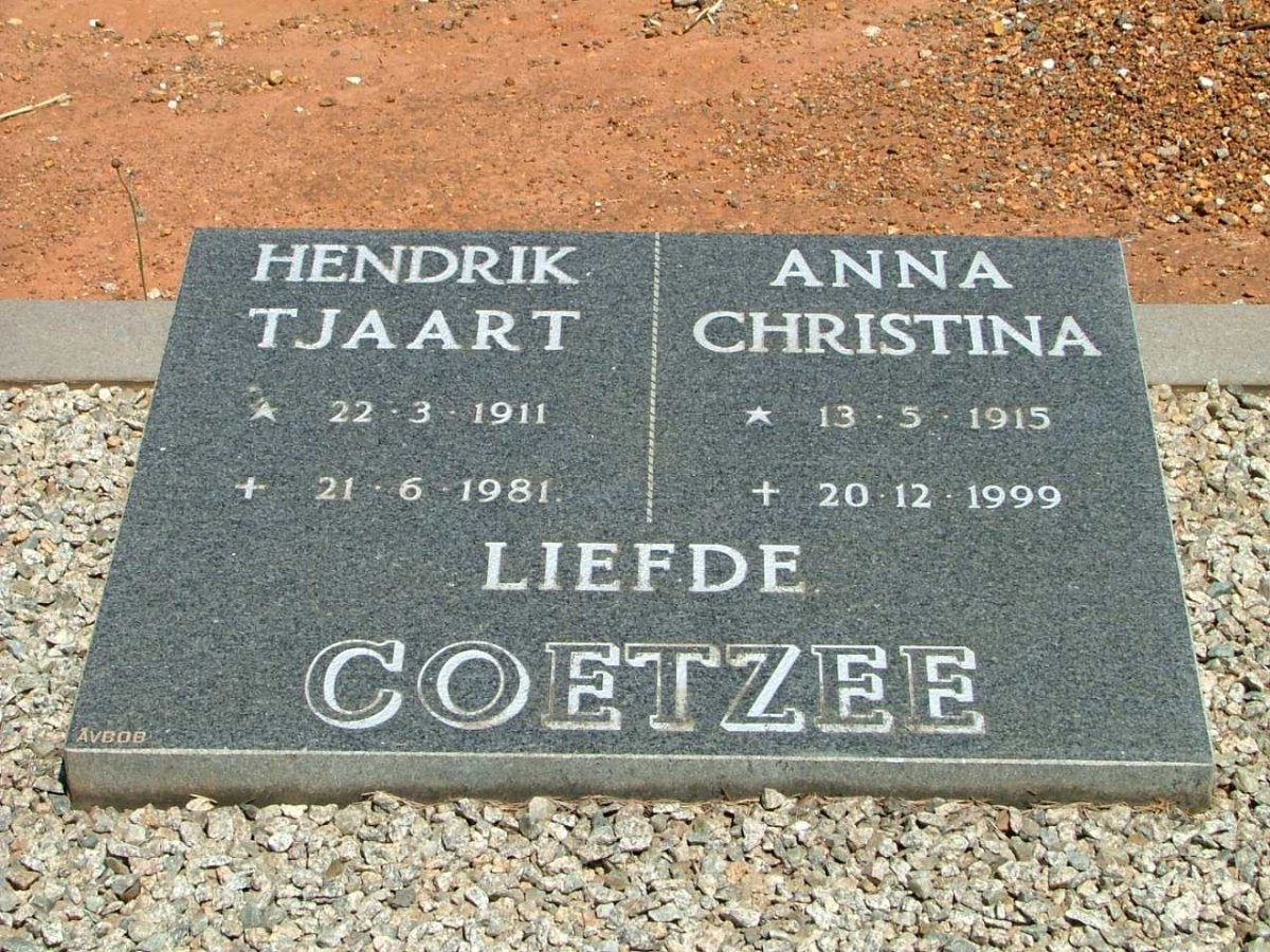 COETZEE Hendrik Tjaart 1911-1981 &amp; Anna Christina 1915-1999